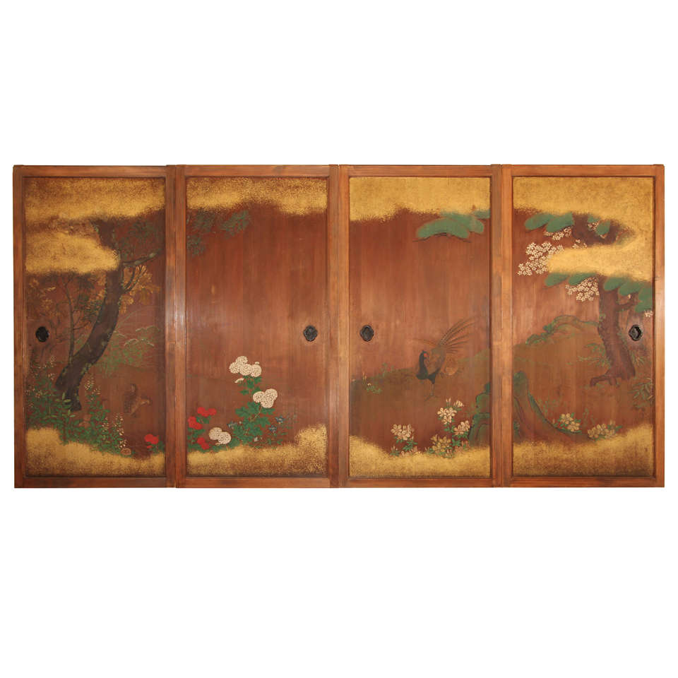Japanese Painted Wood Doors For Sale