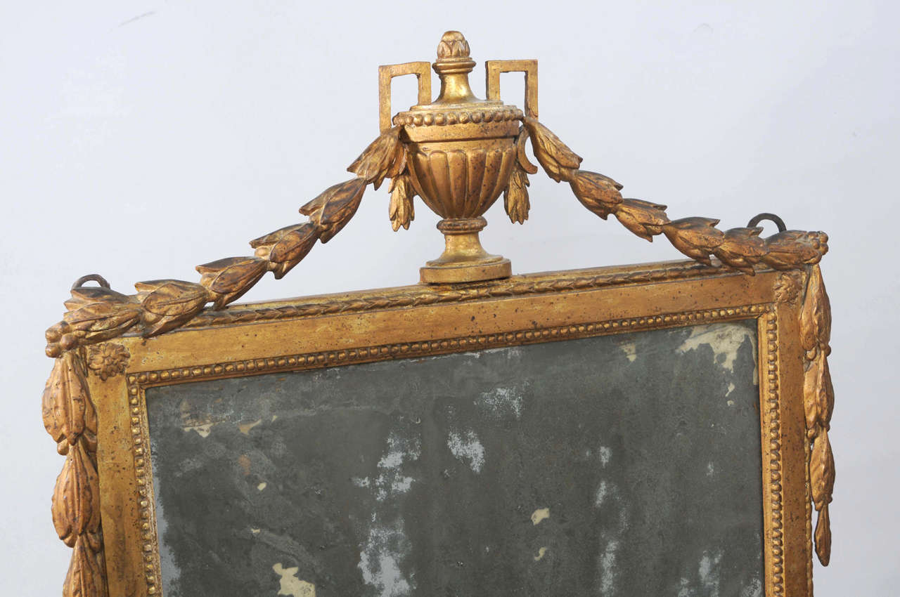 Neoclassical Early 18c. Italian Giltwood Mirror For Sale