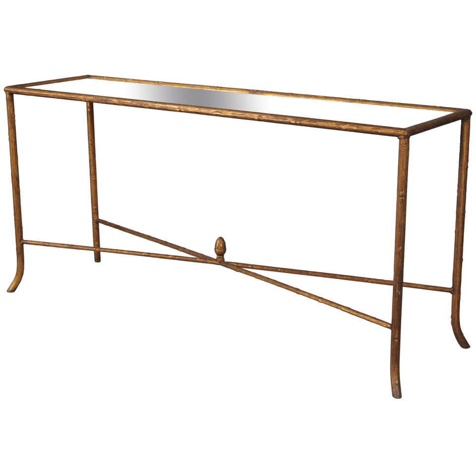 Faux Bois Console with Mirrored Top