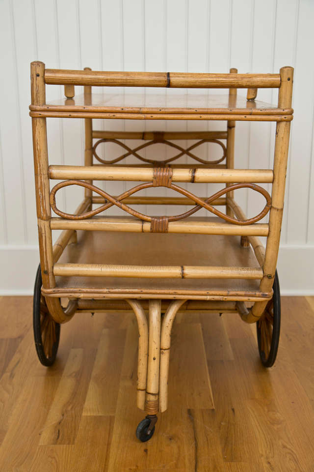 Rattan Serving/Tea Cart In Good Condition In Old Saybrook, CT
