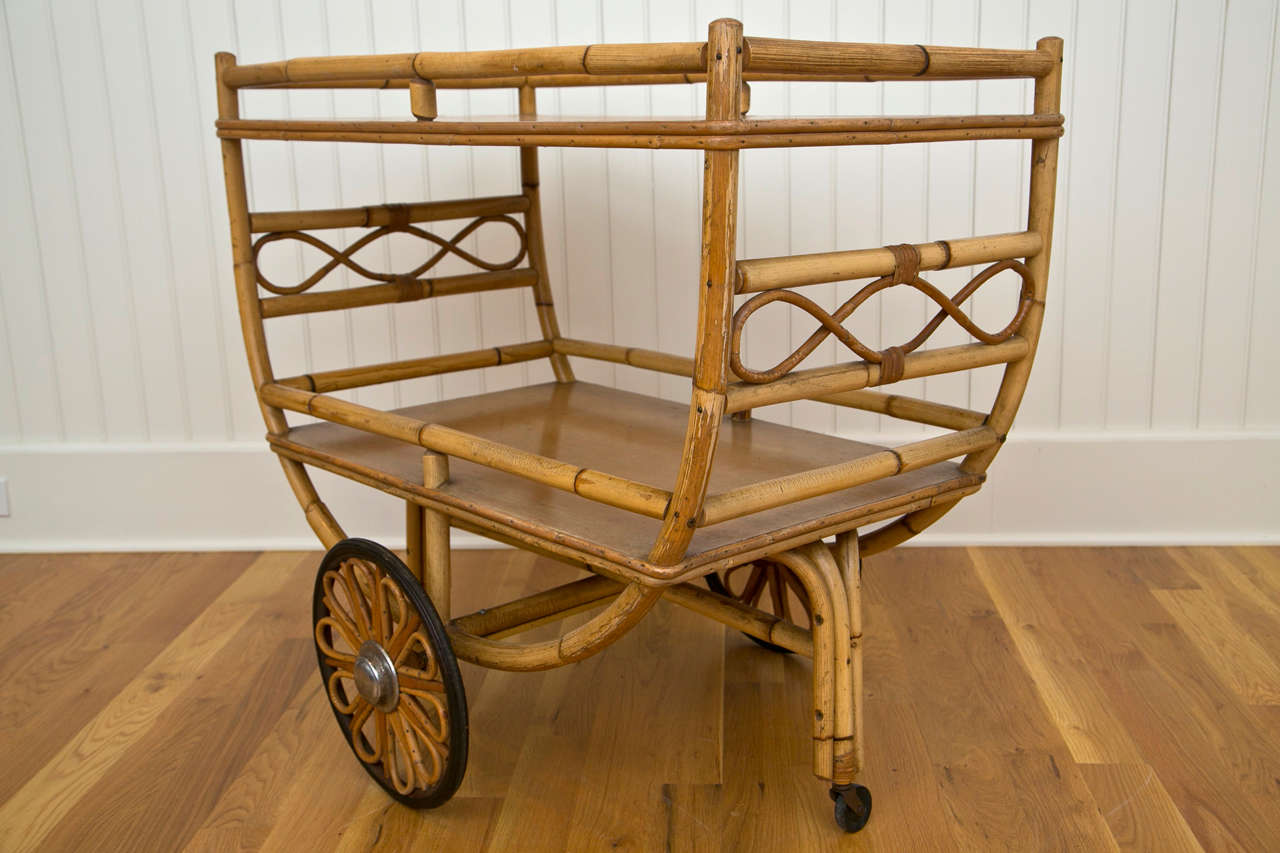 Rattan Serving/Tea Cart For Sale at 1stdibs