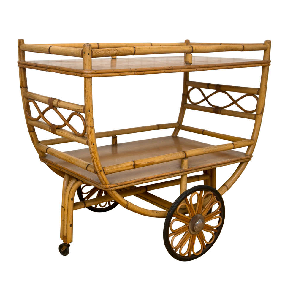 Rattan Serving/Tea Cart For Sale at 1stdibs
