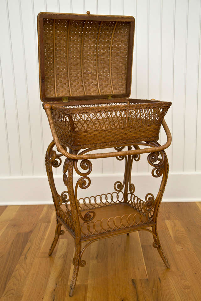 Victorian Sewing Basket For Sale at 1stDibs antique wicker sewing