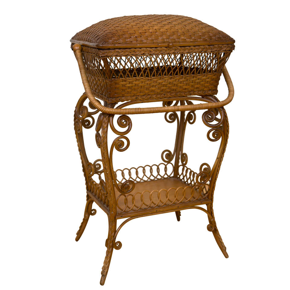 Victorian Sewing Basket For Sale at 1stDibs antique wicker sewing