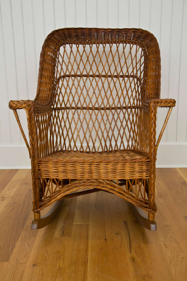 Natural Antique Wicker Rocker at 1stDibs