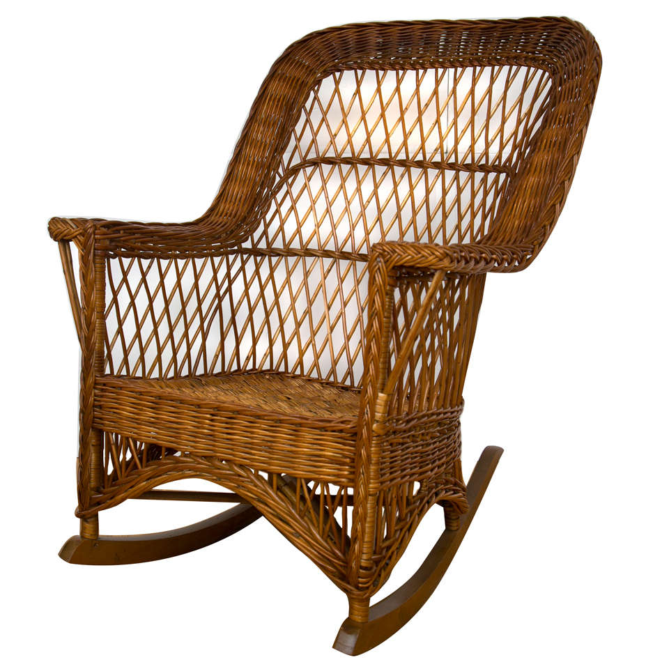 Natural Antique Wicker Rocker at 1stDibs