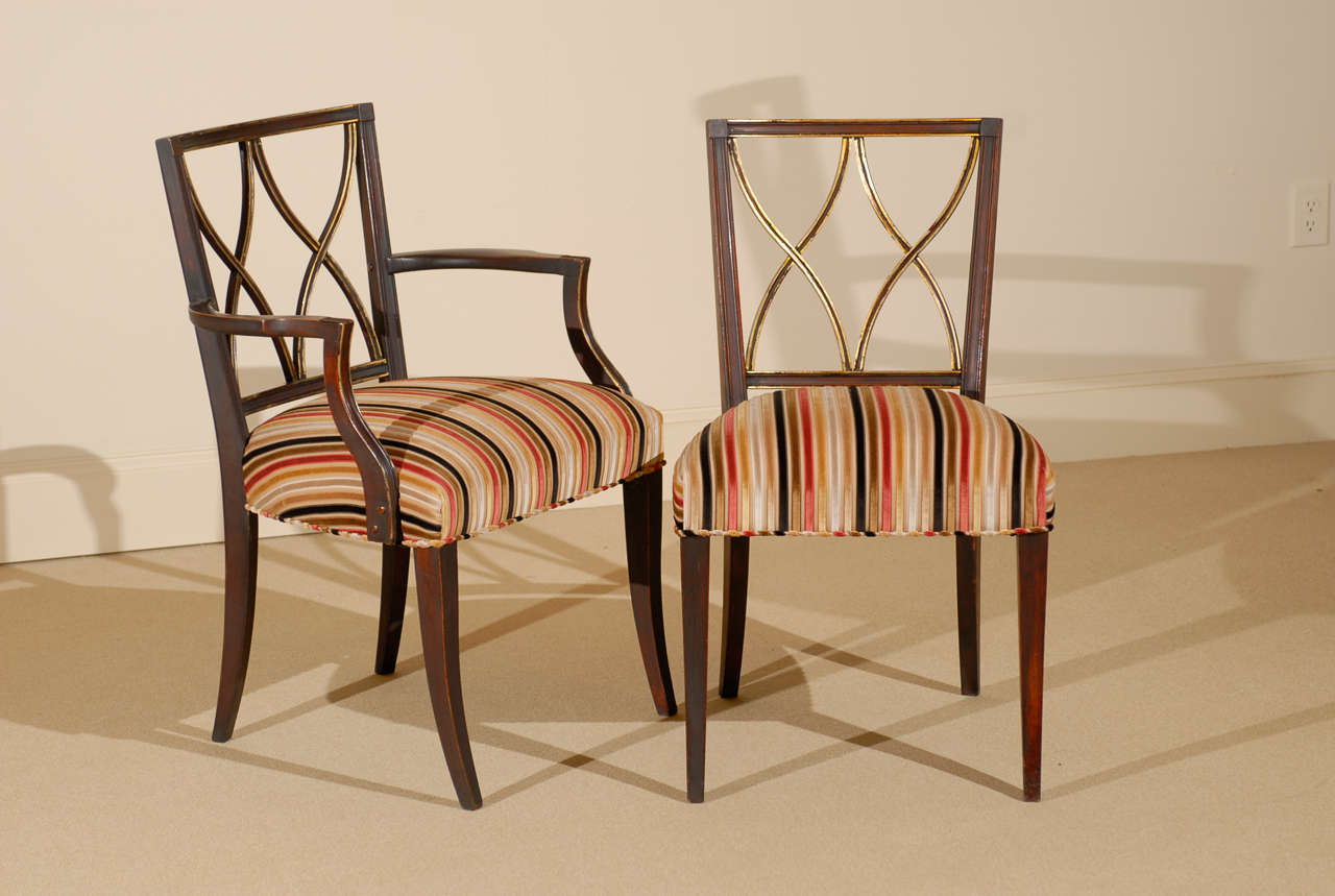 A Set of Six (6) Hourglass Back Dining Chairs by John Stuart