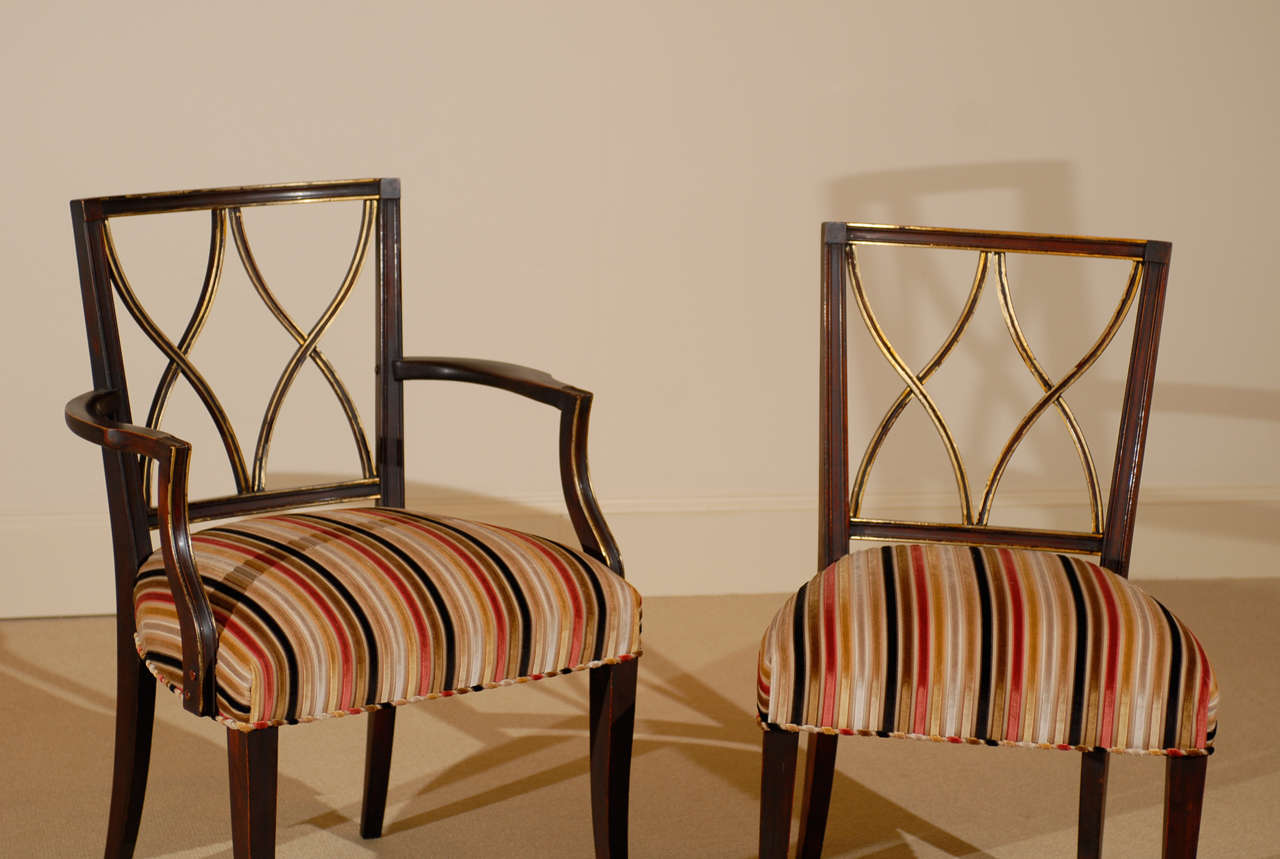A Set of Six (6) Hourglass Back Dining Chairs by John Stuart In Excellent Condition In Atlanta, GA