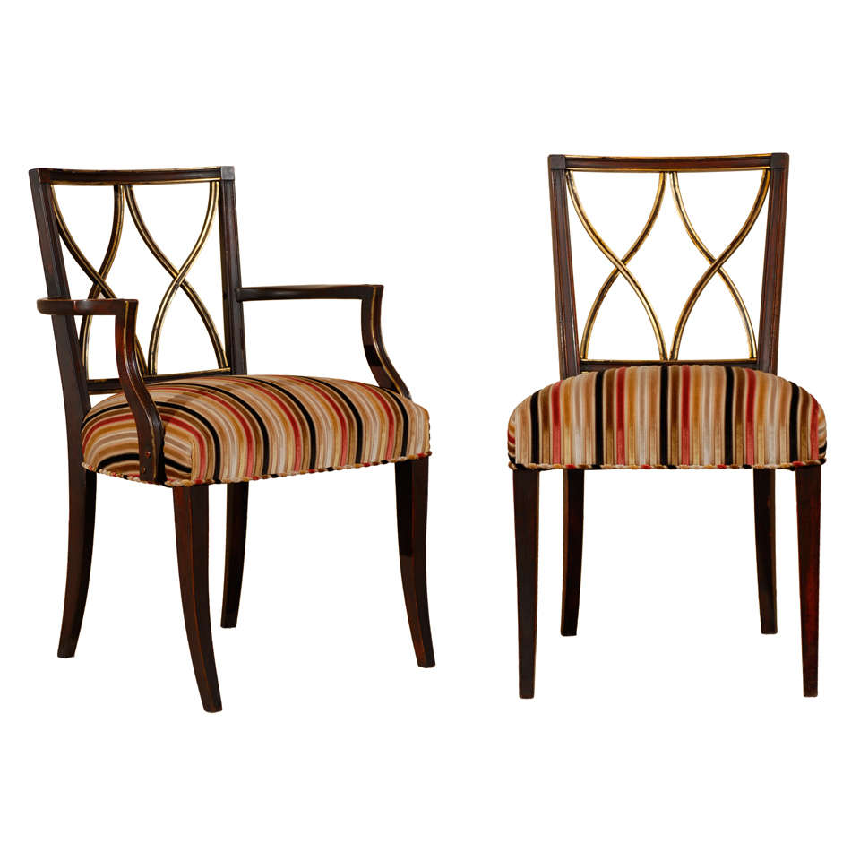 A Set of Six (6) Hourglass Back Dining Chairs by John Stuart