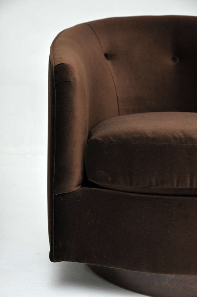 Wood Milo Baughman Swivel Lounge Chairs