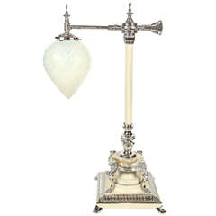 Silver Plate Murano Glass Lamp with Marble Base