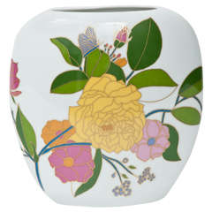 Blumenvase aus Porzellan von Rosenthal mit Blumenmuster