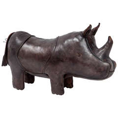 Leather Rhino Sculpture by Omersa