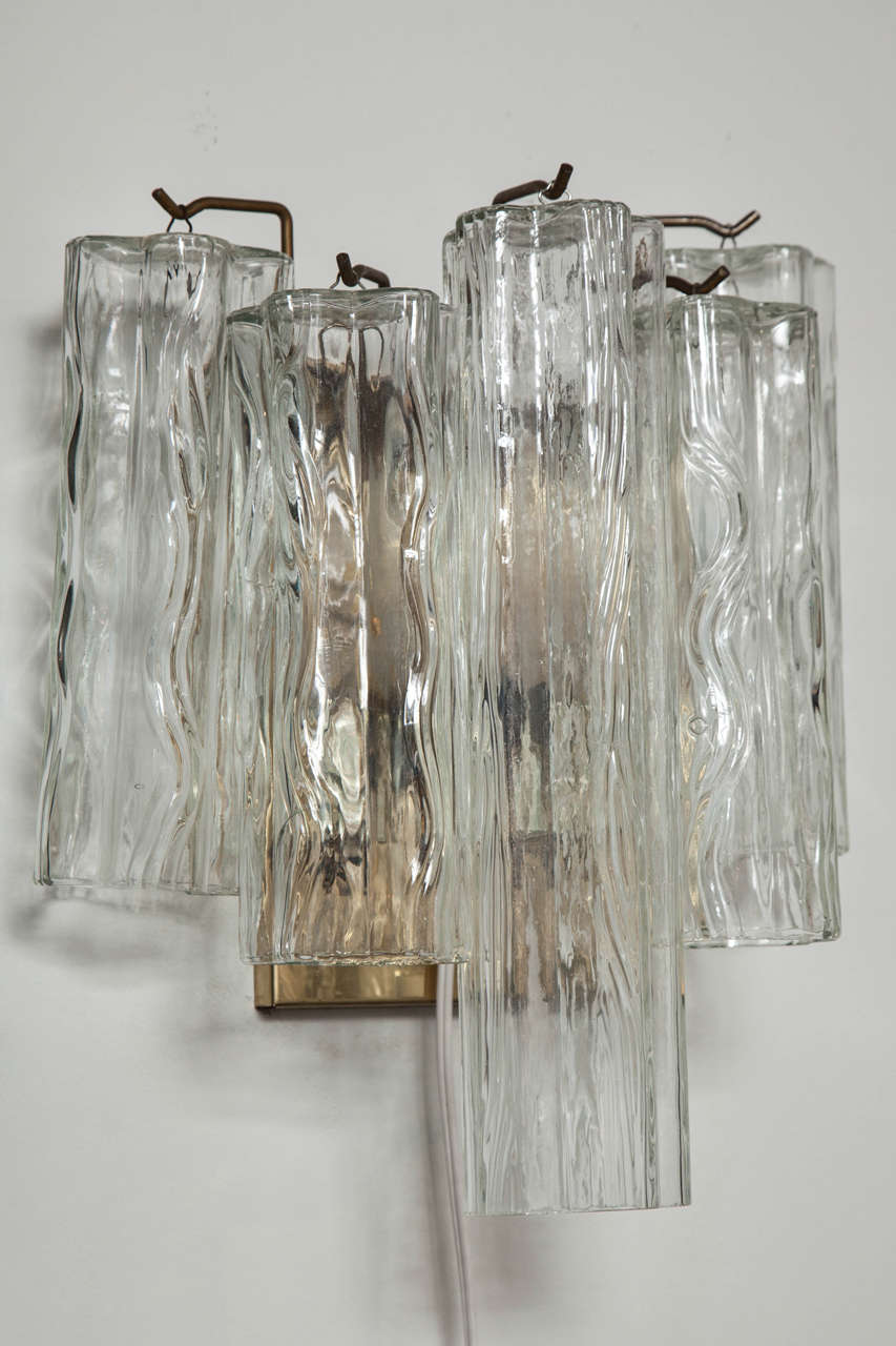 Pair of Venini Tronchi Glass Sconces In Excellent Condition In New York, NY