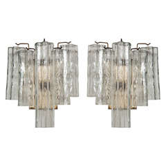 Pair of Venini Tronchi Glass Sconces