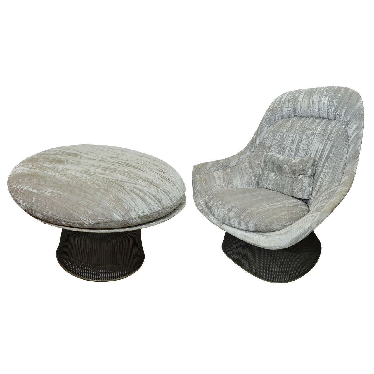 Pair of Warren Platner Chairs and One Ottoman