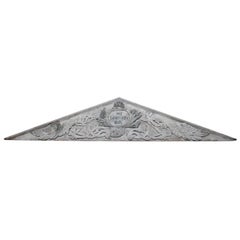 Grey Painted Triangular Transom Panel with Angel Wings Decoratio