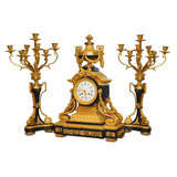 Three-piece gold bronze garniture set