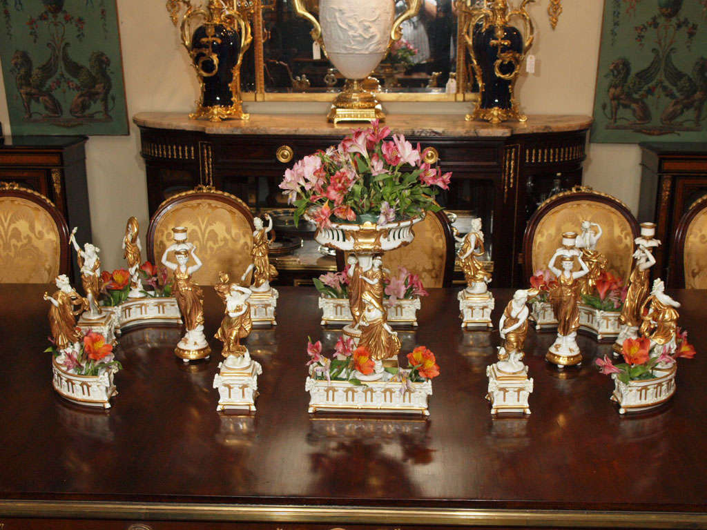 Antique Capo di Monte 15 piece Table Garniture