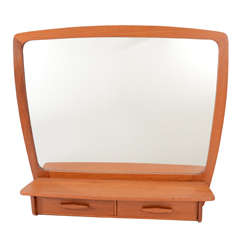 Danish Wall Mirror with Drawers