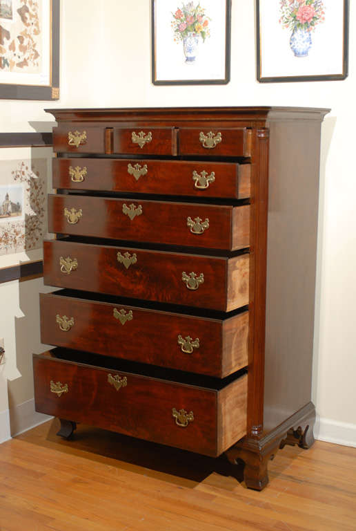 18th Century and Earlier 18th Century American Mahogany Highboy Chest of Drawers