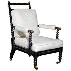19 th.c. English Bobbin Upholstered Chair 