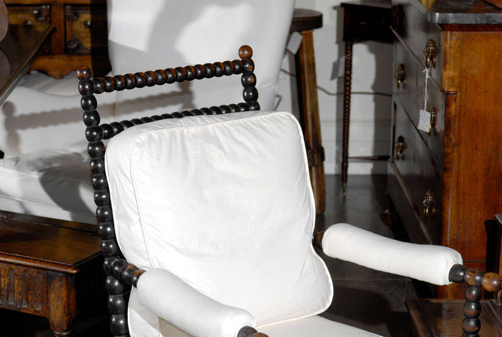 British 19 th.c. English Bobbin Upholstered Chair