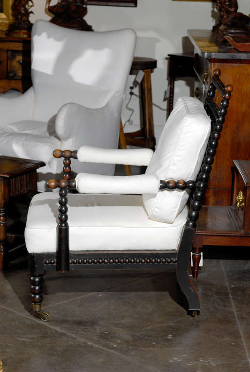 19 th.c. English Bobbin Upholstered Chair  1