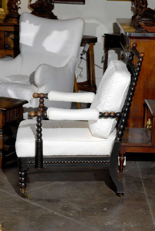 19 th.c. English Bobbin Upholstered Chair 1
