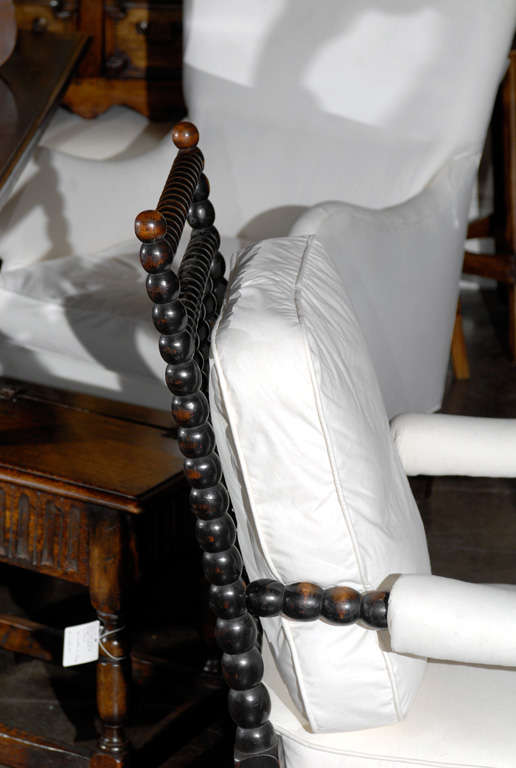 19 th.c. English Bobbin Upholstered Chair 4