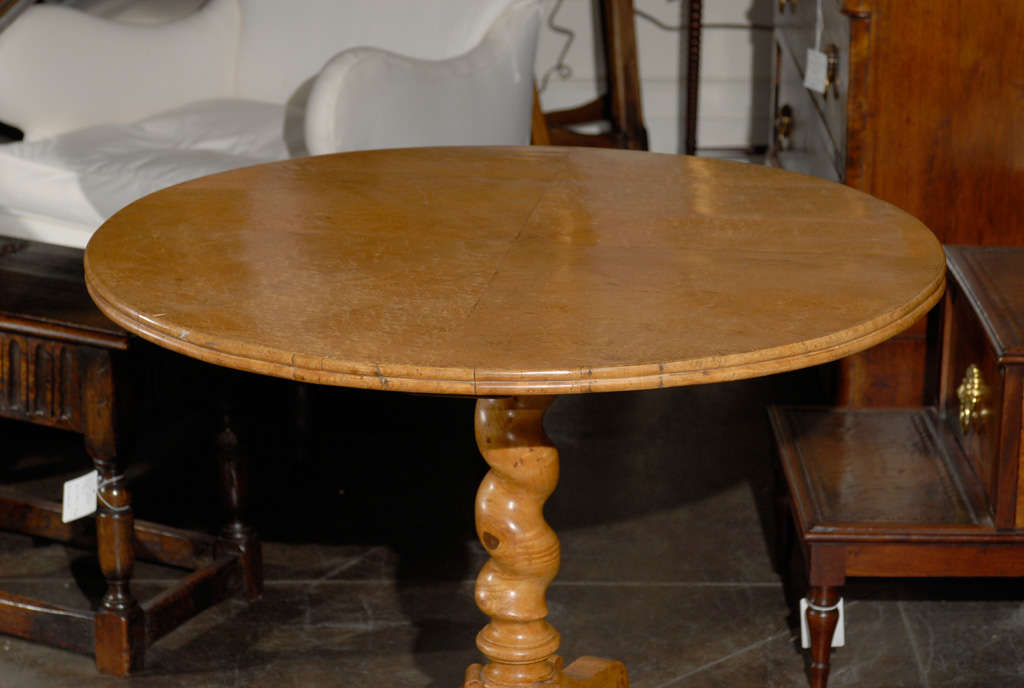 German Round Pedestal Biedermeier Table