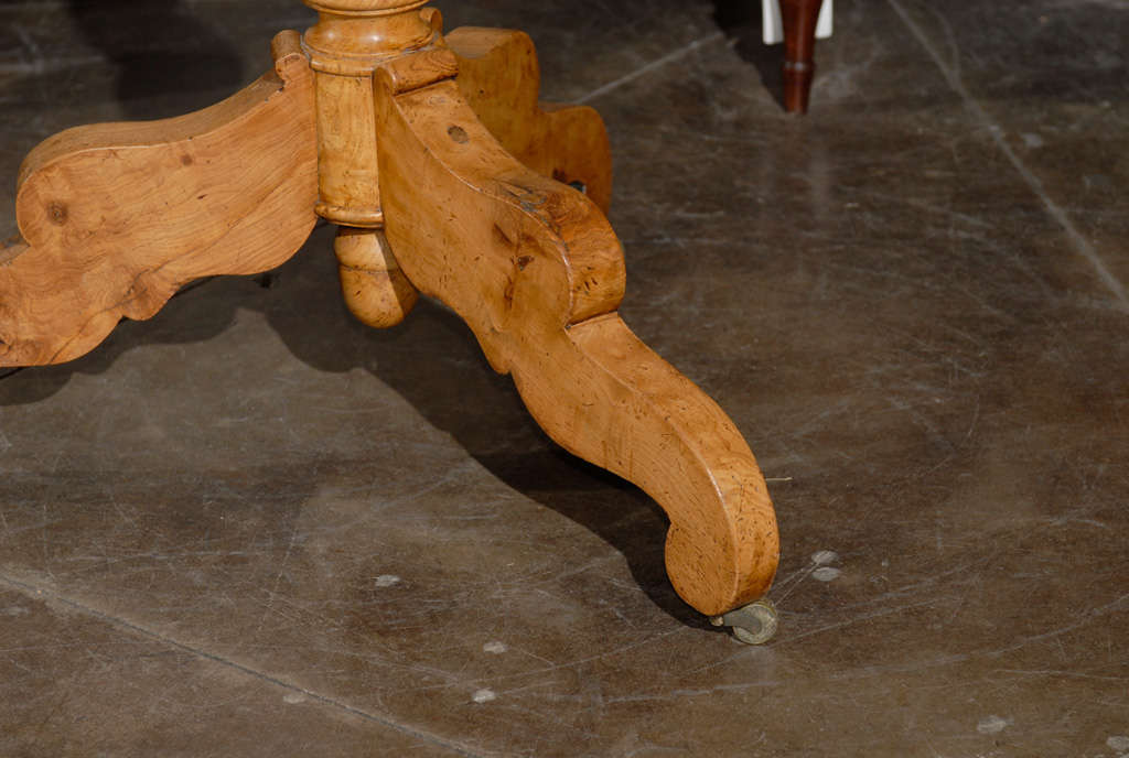 Wood Round Pedestal Biedermeier Table