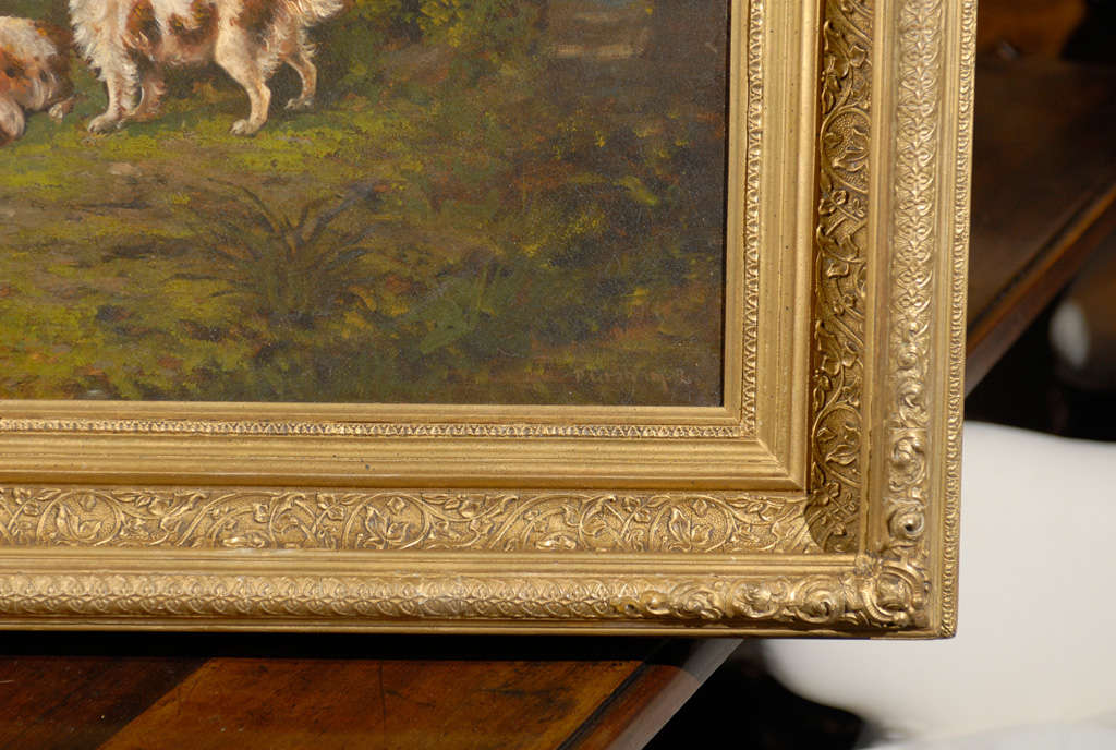 1890s Oil Painting of Sporting Dogs in Landscape by Scottish Artist Peter Graham In Good Condition In Atlanta, GA