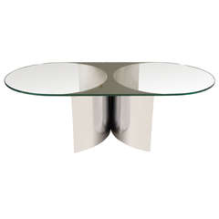 A Hip Vintage 70's Chrome, Glass and Mirror Coffee Table