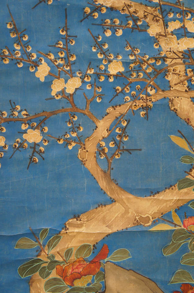 A Very Fine Set of Three Chinese Painted Silk Panels 1