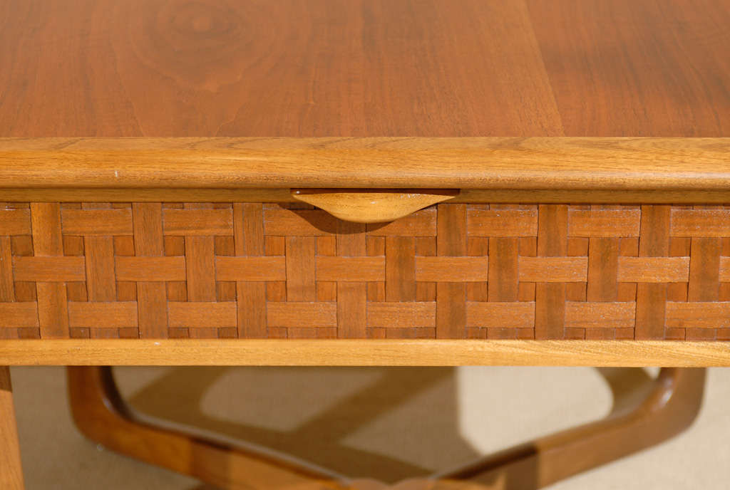 Pair of Warren Church for Lane Walnut Basket Weave End Tables at 1stDibs