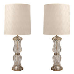 Stunning Pair of Marbro Crystal and Nickel Lamps