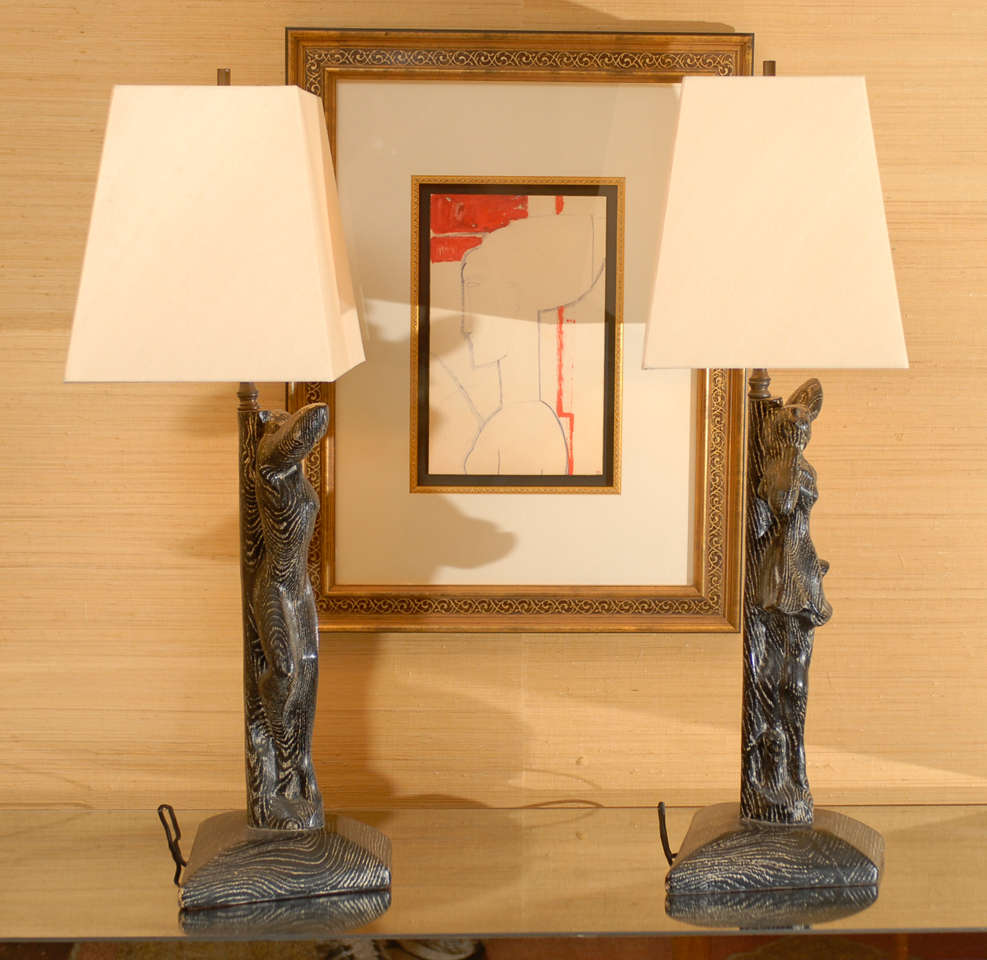 Elegant Restored Pair of Male and Female Dancer Lamps In Excellent Condition In Atlanta, GA