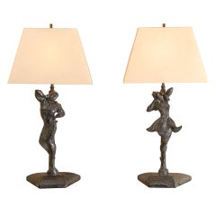 Elegant Restored Pair of Male and Female Dancer Lamps