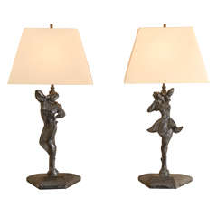 Elegant Restored Pair of Male and Female Dancer Lamps 1