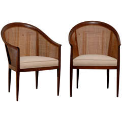 Pair of Kipp Stewart for Directional Cane Back Armchairs