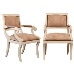 Used Gorgeous Karl Springer Style Regency Armchairs in Cream Lacquer - 4 Available