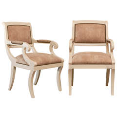 Gorgeous Karl Springer Style Regency Armchairs in Cream Lacquer - 4 Available 3