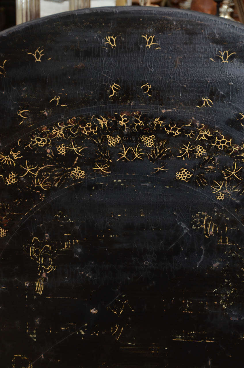 Georgian Black Lacquer Tilt Top China Trade Center Table