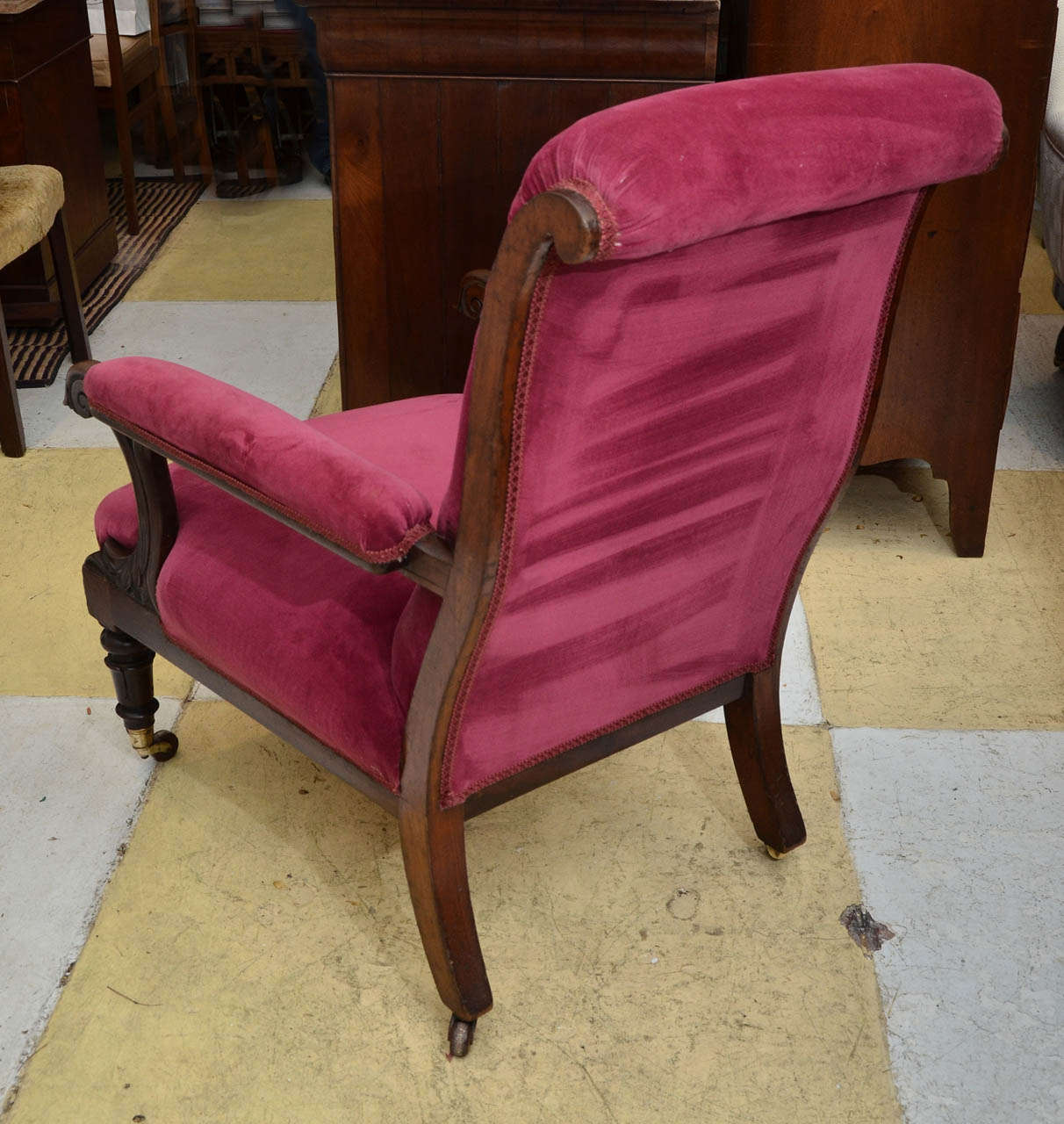English Mahogany Framed Open Arm Chair Cr. 1830-40 For Sale 1