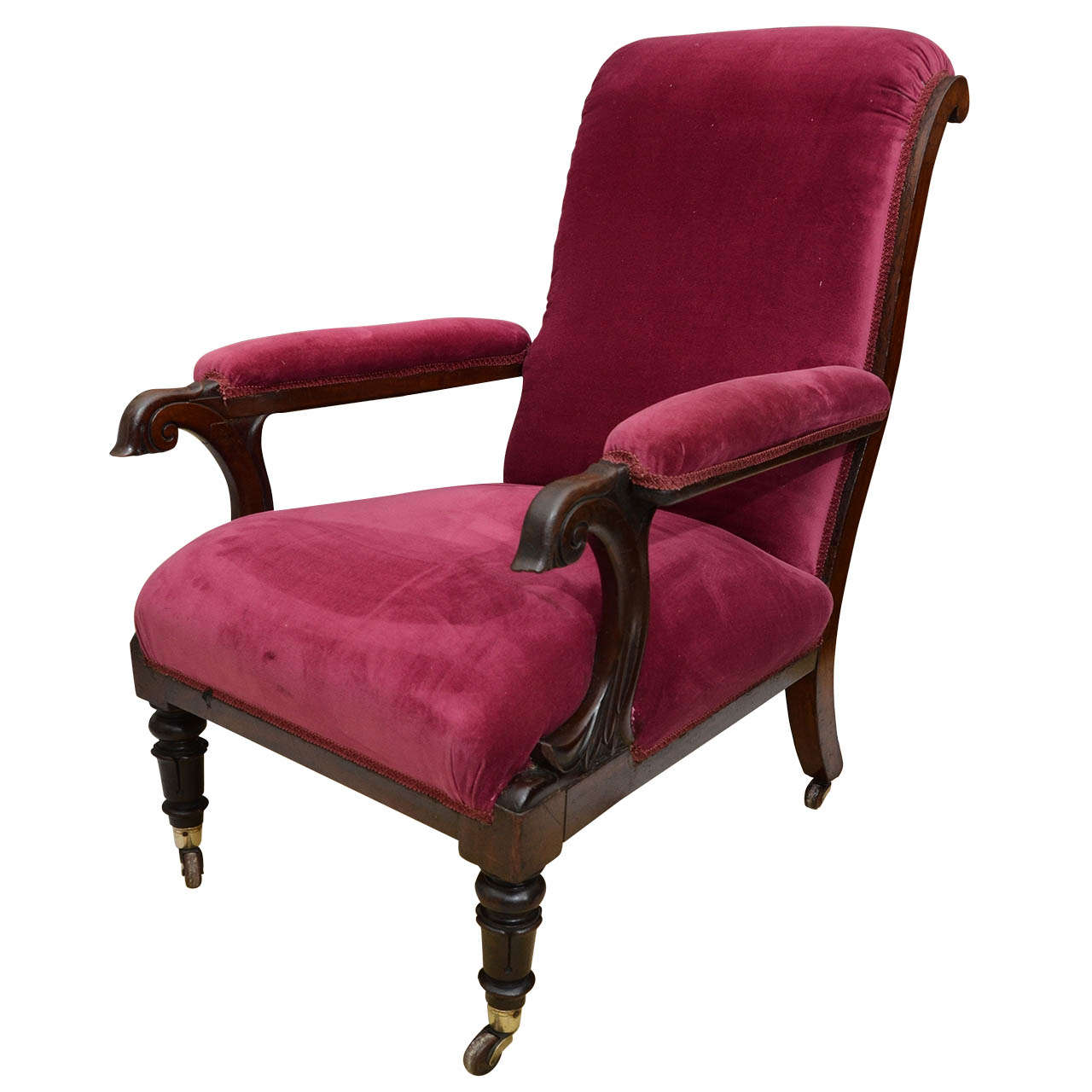 English Mahogany Framed Open Arm Chair Cr. 1830-40 For Sale