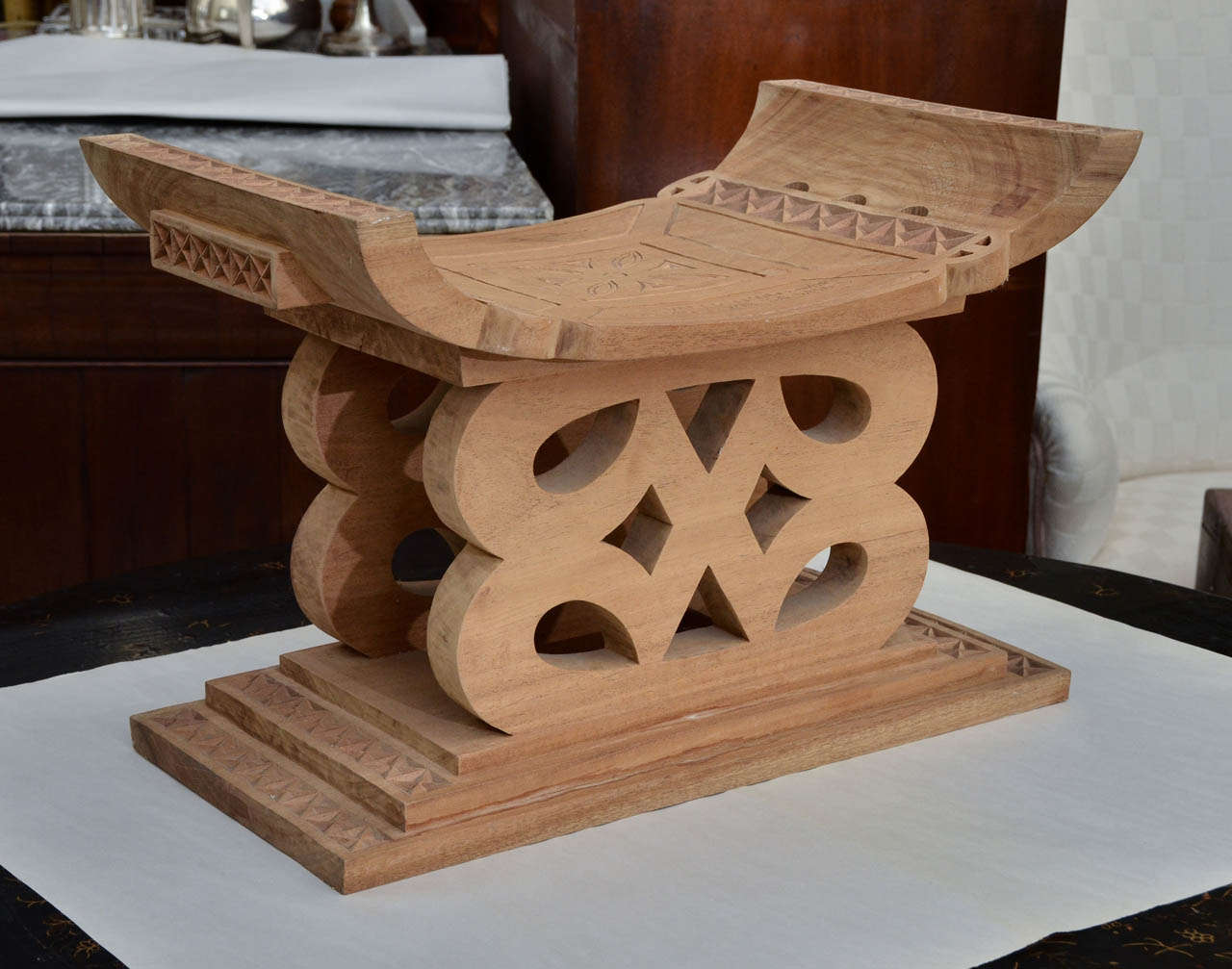 Tribal Ashanti African Hand Carved Stool