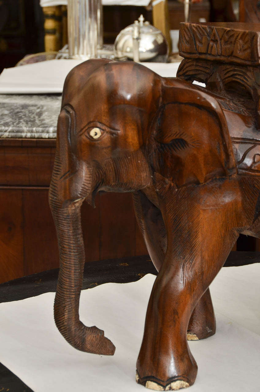 Carved Asian Elephant Low Table In Excellent Condition In Southampton, NY
