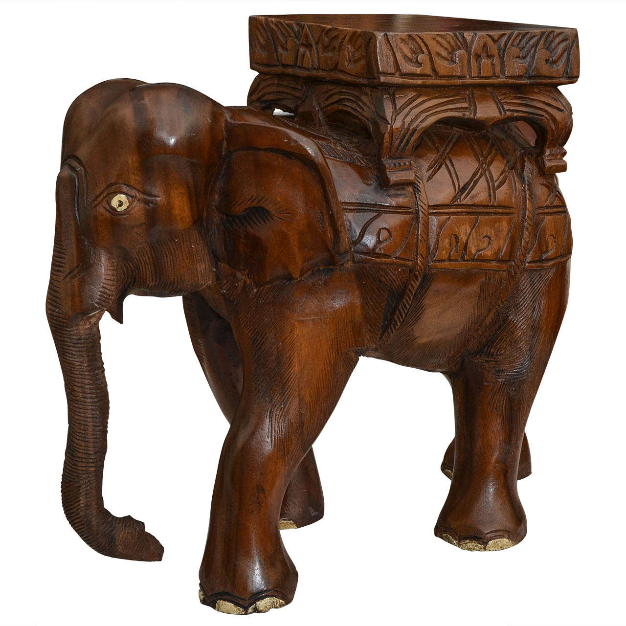 Carved Asian Elephant Low Table