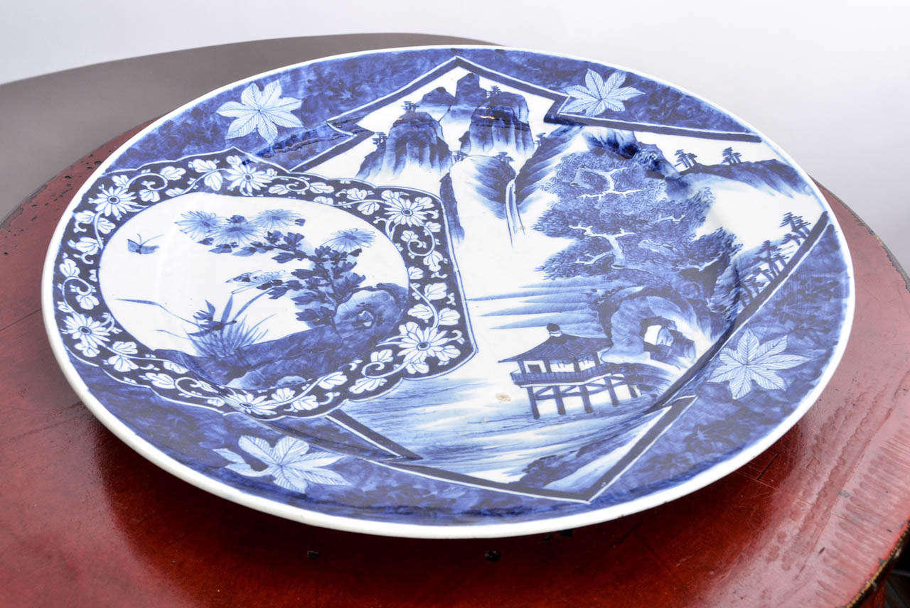 Turn of the century Japanese blue and white imari charger.